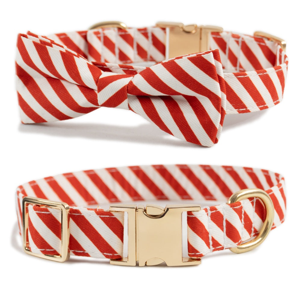 KFX-1094077 Striped Anti-Lost Dog Collar in Candy Green and Candy Red with Engravable Options