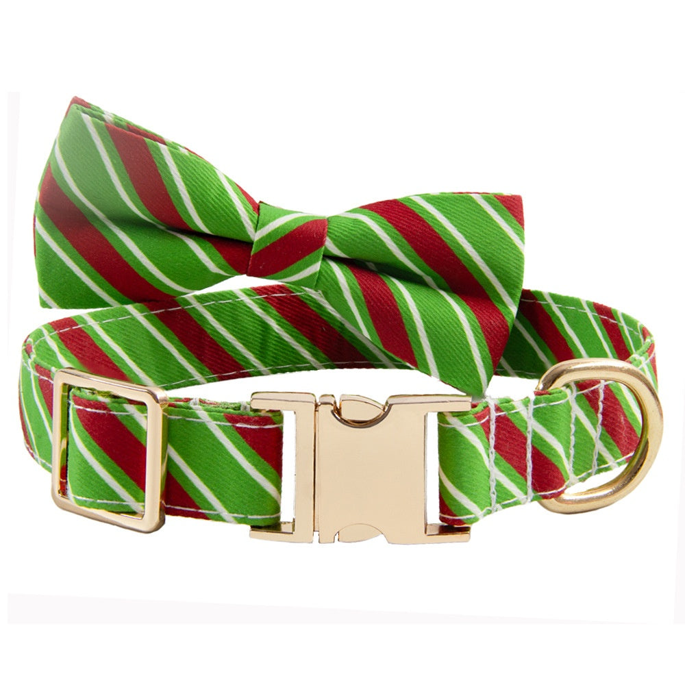 KFX-1094077 Striped Anti-Lost Dog Collar in Candy Green and Candy Red with Engravable Options