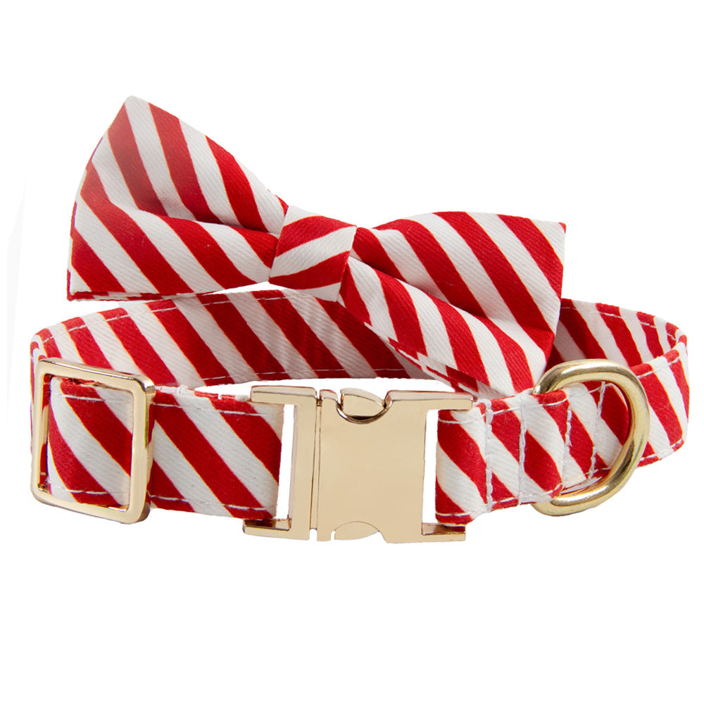 KFX-1094077 Striped Anti-Lost Dog Collar in Candy Green and Candy Red with Engravable Options