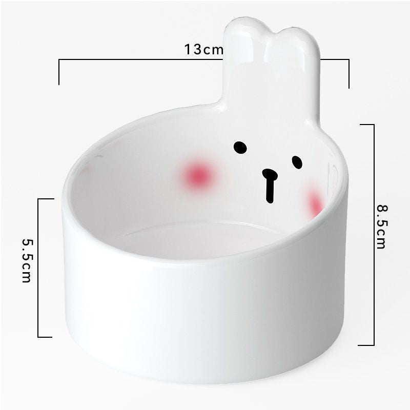 KFX-1098045 Cute Ceramic Pet Bowl for Cats and Dogs – Slant Design for Food and Water, Available in Two Sizes