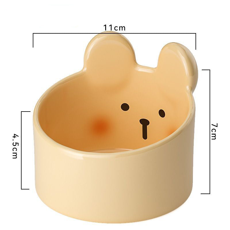 KFX-1098045 Cute Ceramic Pet Bowl for Cats and Dogs – Slant Design for Food and Water, Available in Two Sizes