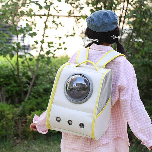 KFX-1100093 Breathable Large Capacity Pet Backpack for Travel - Solid Color Options Available