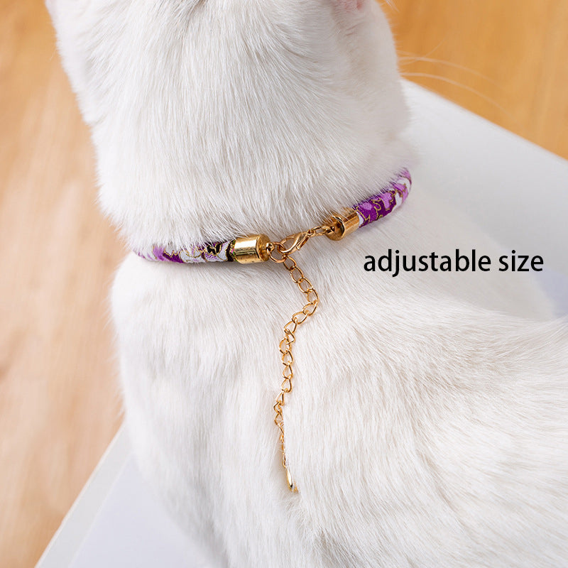 KFX-1105853 Ethnic Style Adjustable Bell Collar for Cats, Dogs, and Rabbits in Blue, Red, Green, and Rose Red
