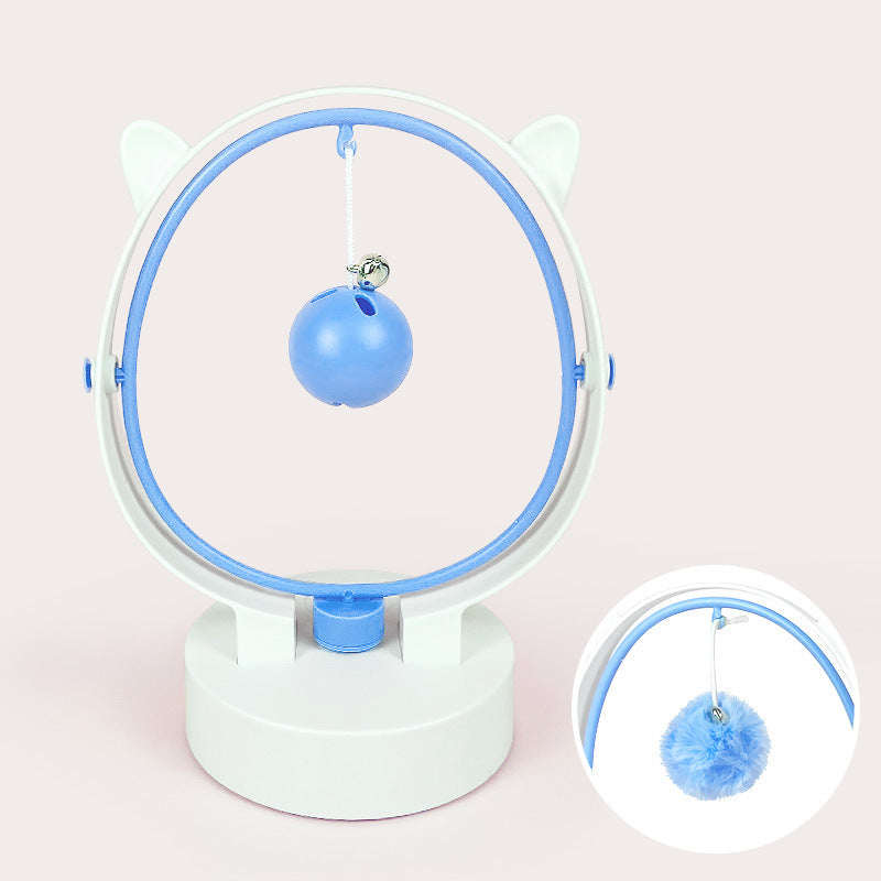 KFX-1107389 Perpetual Rocking Cat Toy with Hair Ball and Electric Magnetic Movement - Available in Blue, Pink, Green
