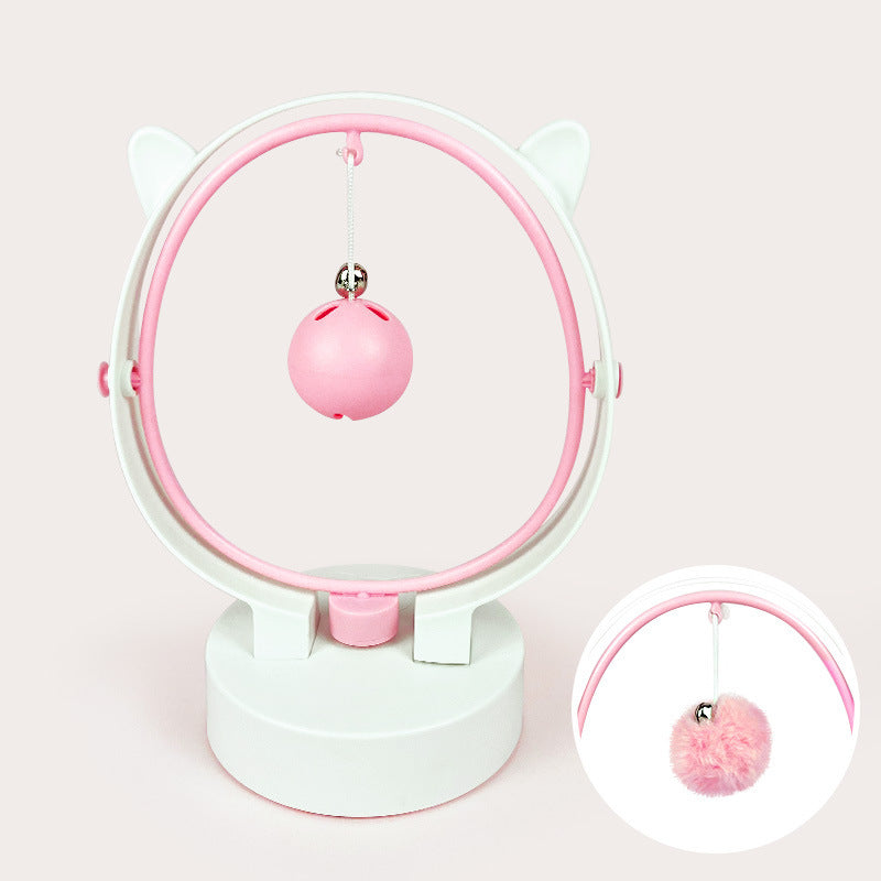 KFX-1107389 Perpetual Rocking Cat Toy with Hair Ball and Electric Magnetic Movement - Available in Blue, Pink, Green