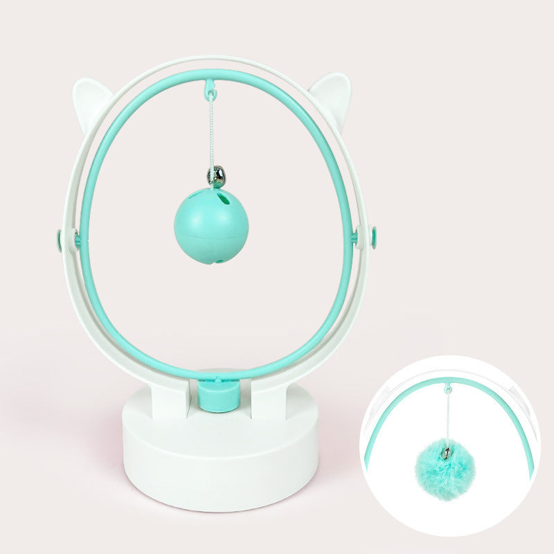 KFX-1107389 Perpetual Rocking Cat Toy with Hair Ball and Electric Magnetic Movement - Available in Blue, Pink, Green