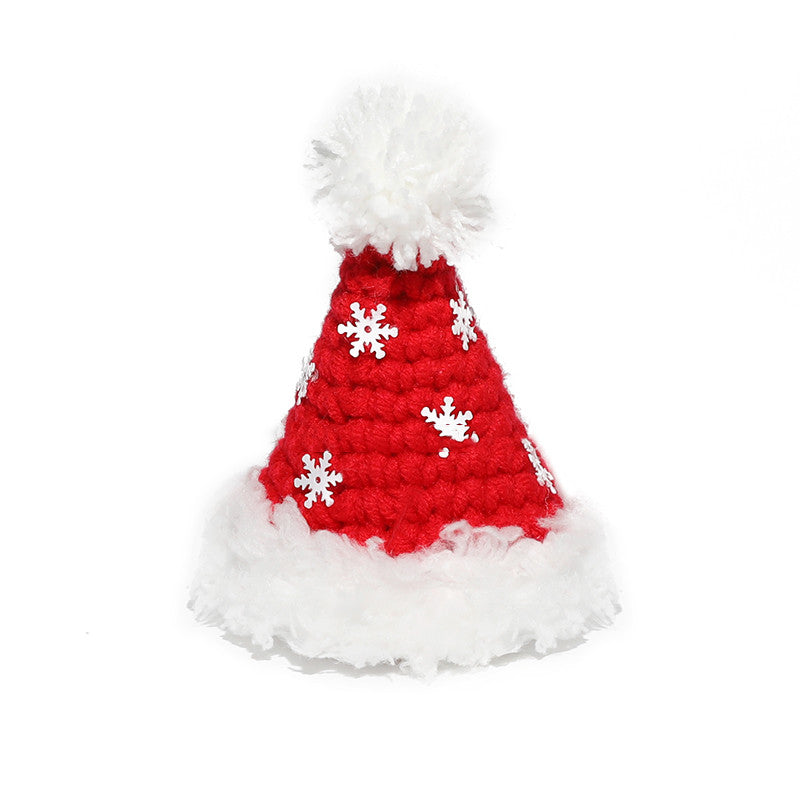 KFX-1108413 Festive Hand Woven Pet Christmas Hat and Scarf Set in Red and Green