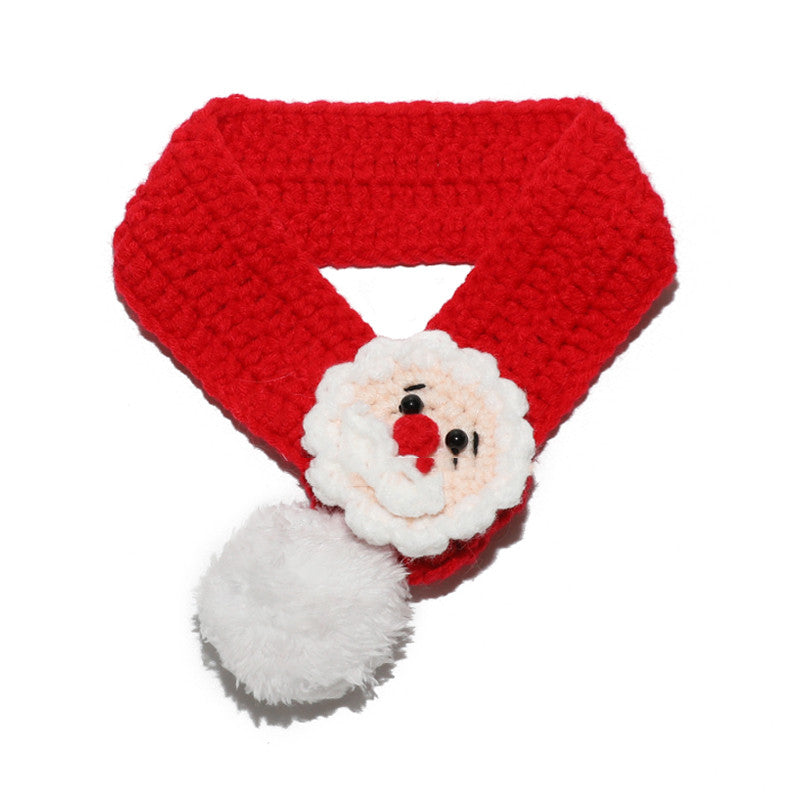 KFX-1108413 Festive Hand Woven Pet Christmas Hat and Scarf Set in Red and Green