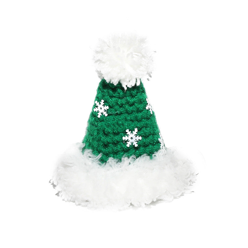 KFX-1108413 Festive Hand Woven Pet Christmas Hat and Scarf Set in Red and Green