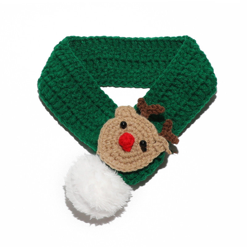 KFX-1108413 Festive Hand Woven Pet Christmas Hat and Scarf Set in Red and Green