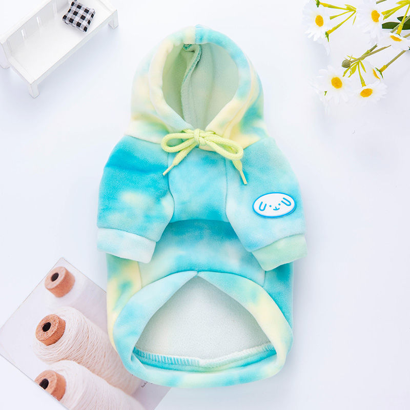 KFX-1109949 Cozy Silver Fox Velvet Tie-Dyed Hoodie for Cats - Autumn/Winter Edition