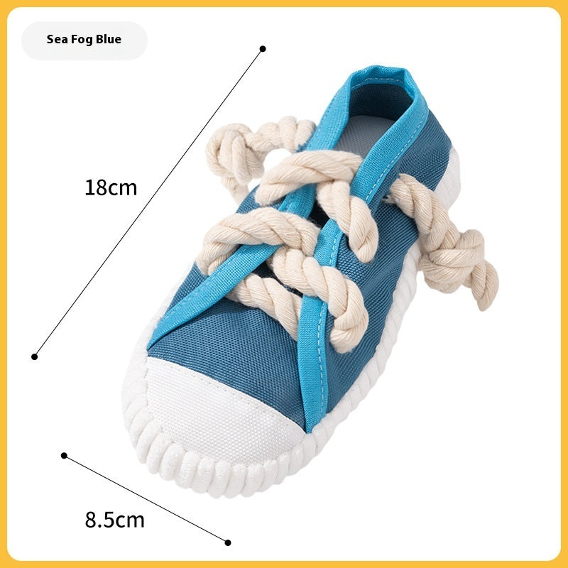KFX-1110973 Dog Sound Slippers Toy for Stress Relief - Durable Molar Chew Toy in Rock Yellow, Black, and Sea Fog Blue