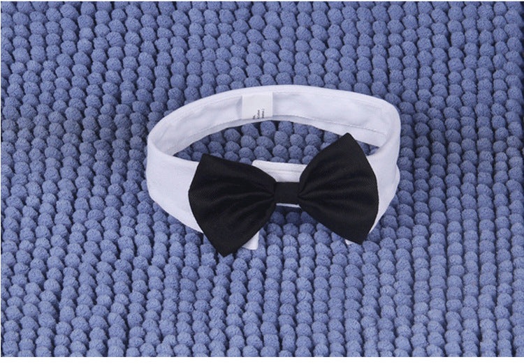 KFX-1111357 Gentleman Dog Bow Tie and Scarf Collar Ornament for Small and Medium Breeds in Black and White