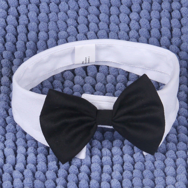 KFX-1111357 Gentleman Dog Bow Tie and Scarf Collar Ornament for Small and Medium Breeds in Black and White
