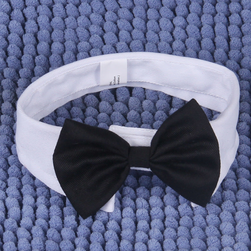 KFX-1111357 Gentleman Dog Bow Tie and Scarf Collar Ornament for Small and Medium Breeds in Black and White