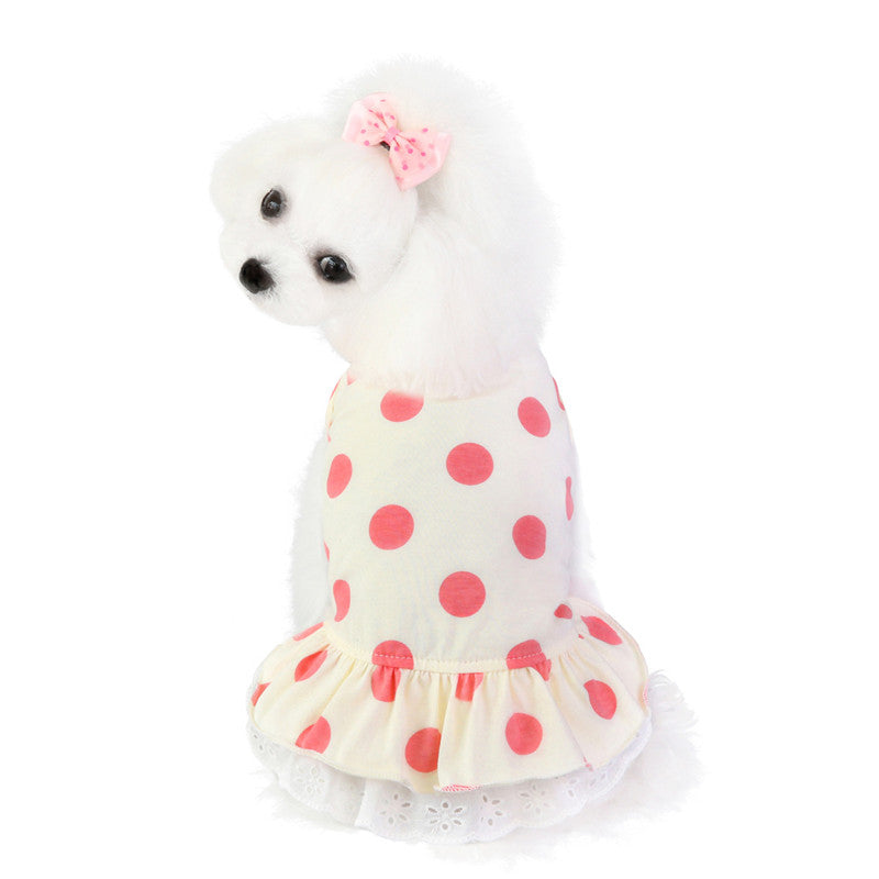 KFX-1111741 Lace Polka Dot Cotton Dog Clothes for Leisure Wear