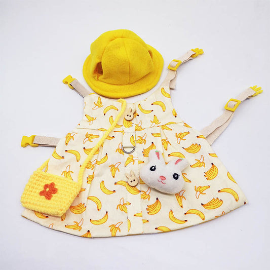 KFX-1113149 Small Banana Cotton Clothing Set with Traction Rope for Pet Rabbits, Guinea Pigs, and Chinchillas