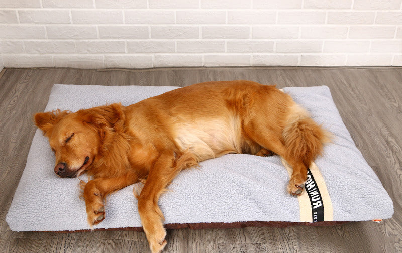 KFX-1113405 Plush Quilted Dog Bed in Four Sizes: Short Plush & Cotton Construction