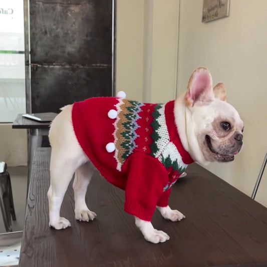 KFX-1113533 Cozy Red Wool Sweater for Dogs and Cats