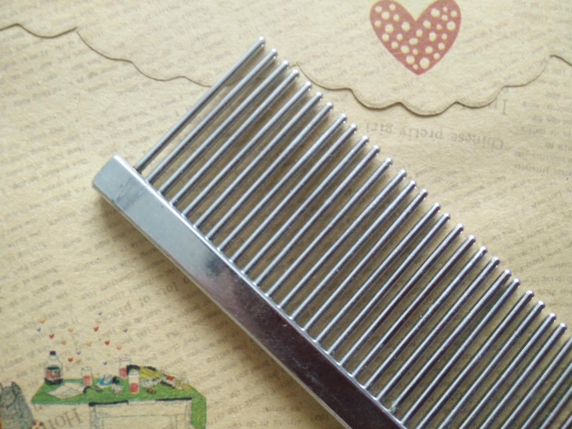 KFX-1114941 Stainless Steel Pet Grooming Comb - 19cm Long with Rounded Bar for Dogs
