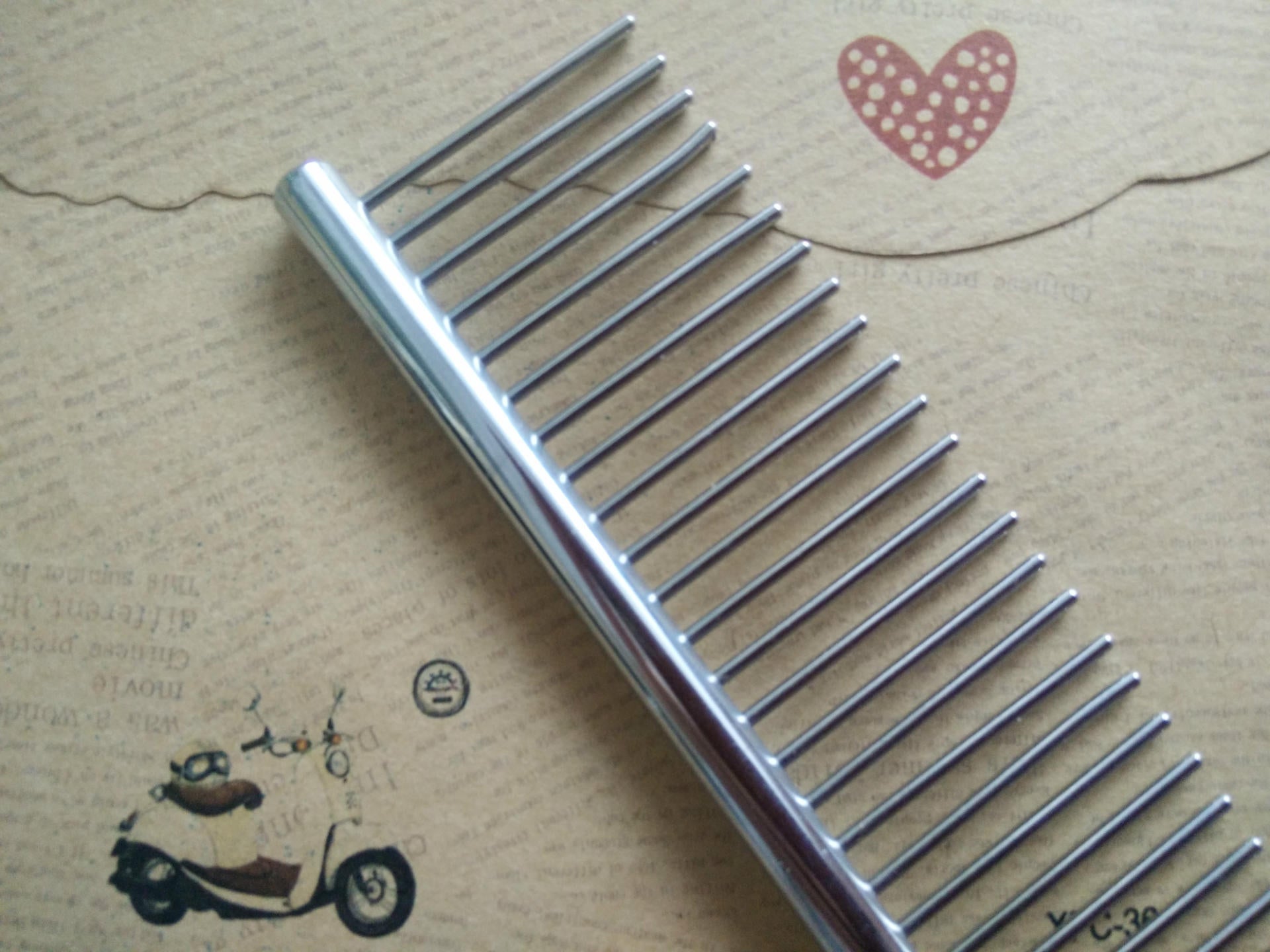 KFX-1114941 Stainless Steel Pet Grooming Comb - 19cm Long with Rounded Bar for Dogs