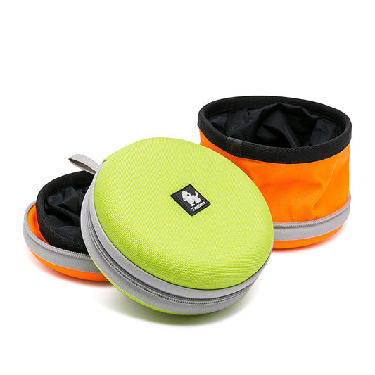KFX-1115197 Compact Travel Dog Food and Water Bowls with Interactive Frisbee Design, 15cm Diameter