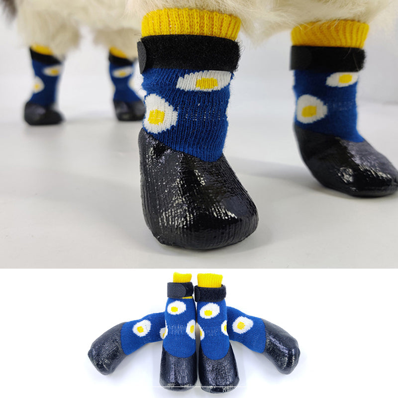 KFX-1115965 Fashion Minimalist Dog Socks Soft Soled Waterproof Scratch Proof Footwear - Anti-Slip Design