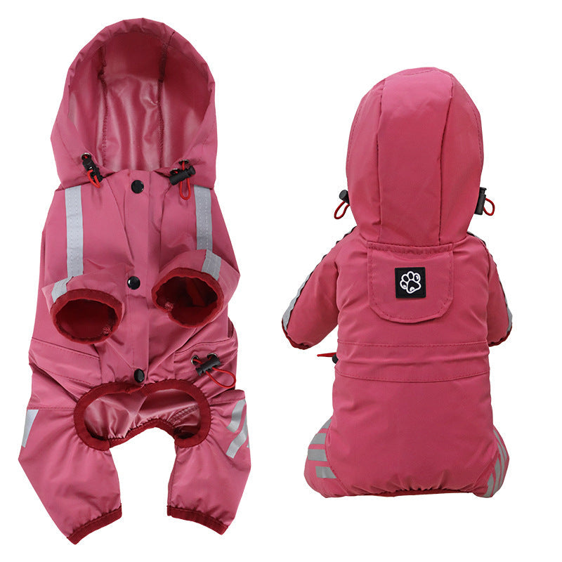 KFX-1116733 Waterproof Dog Raincoat Cape for Four Legs - Breathable Polyester in Pink, Blue, and Yellow