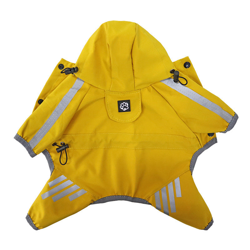 KFX-1116733 Waterproof Dog Raincoat Cape for Four Legs - Breathable Polyester in Pink, Blue, and Yellow