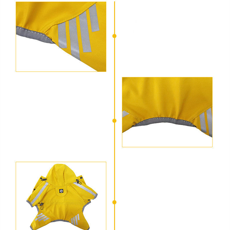 KFX-1116733 Waterproof Dog Raincoat Cape for Four Legs - Breathable Polyester in Pink, Blue, and Yellow