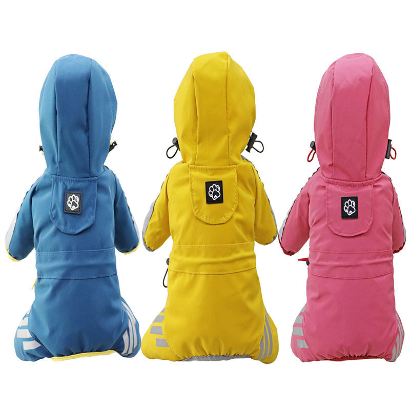 KFX-1116733 Waterproof Dog Raincoat Cape for Four Legs - Breathable Polyester in Pink, Blue, and Yellow