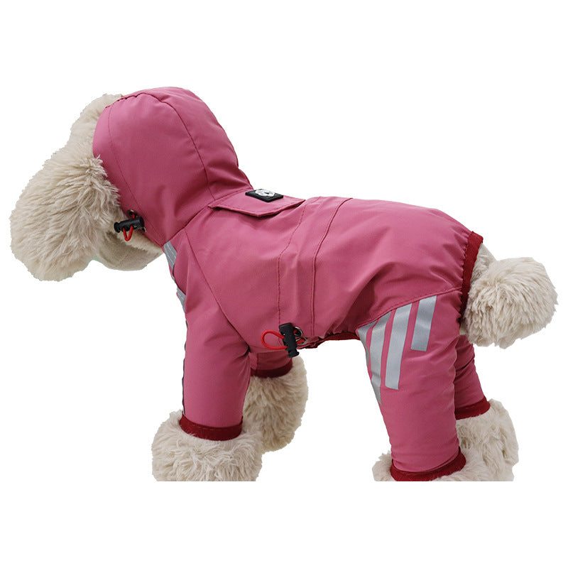 KFX-1116733 Waterproof Dog Raincoat Cape for Four Legs - Breathable Polyester in Pink, Blue, and Yellow
