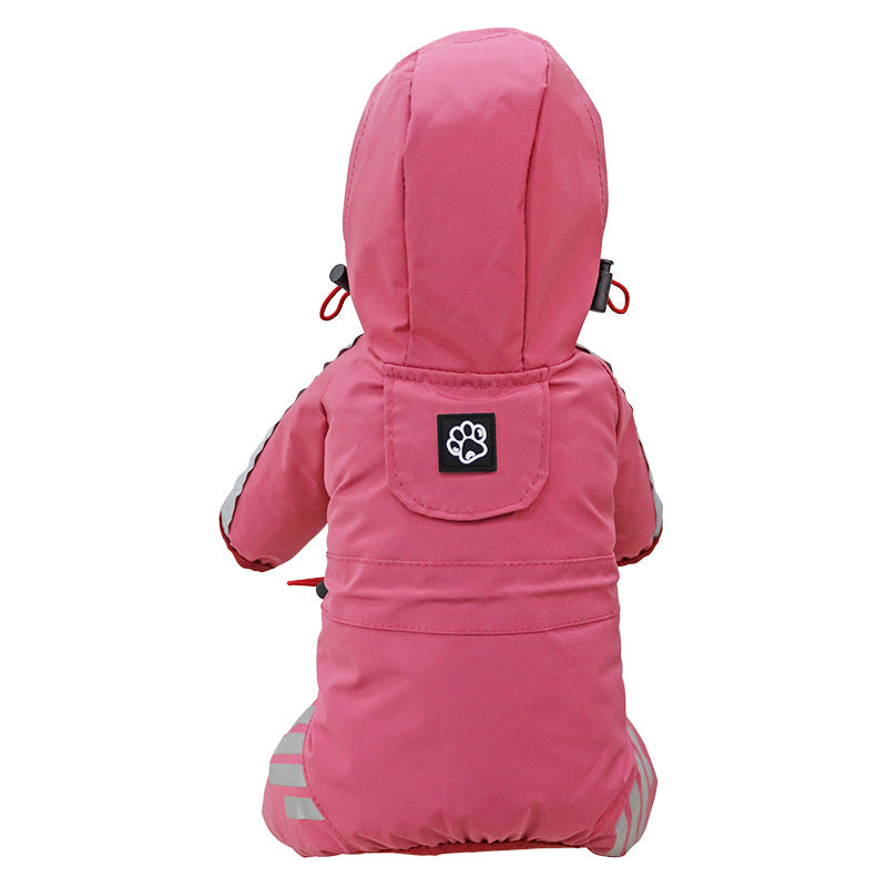 KFX-1116733 Waterproof Dog Raincoat Cape for Four Legs - Breathable Polyester in Pink, Blue, and Yellow