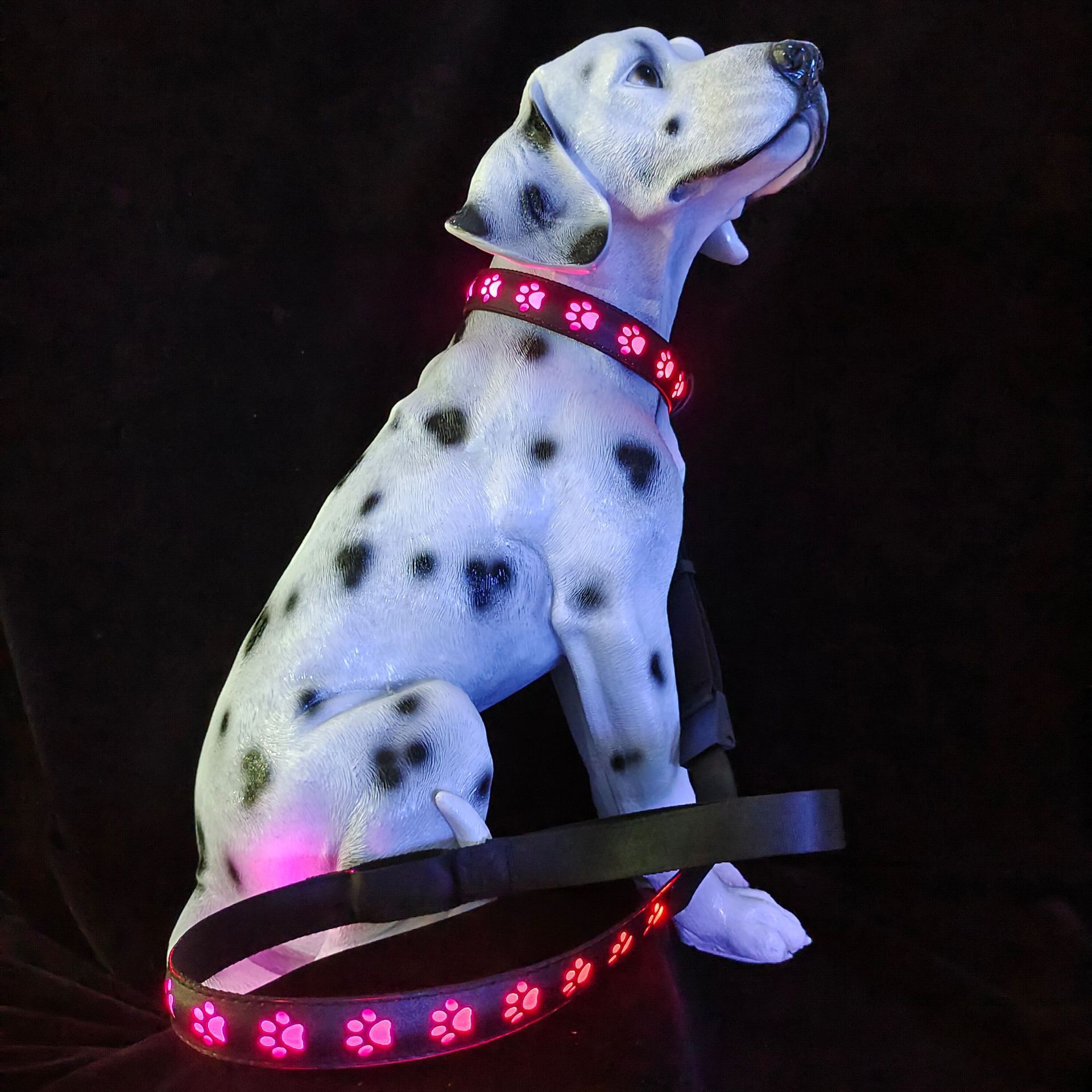 KFX-1118909 7-Color LED Luminous Dog and Cat Traction Collar with USB Charging