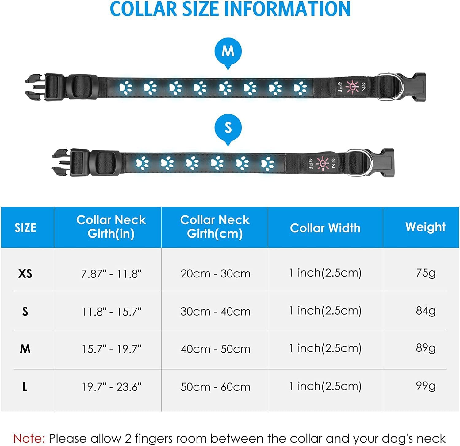 KFX-1118909 7-Color LED Luminous Dog and Cat Traction Collar with USB Charging