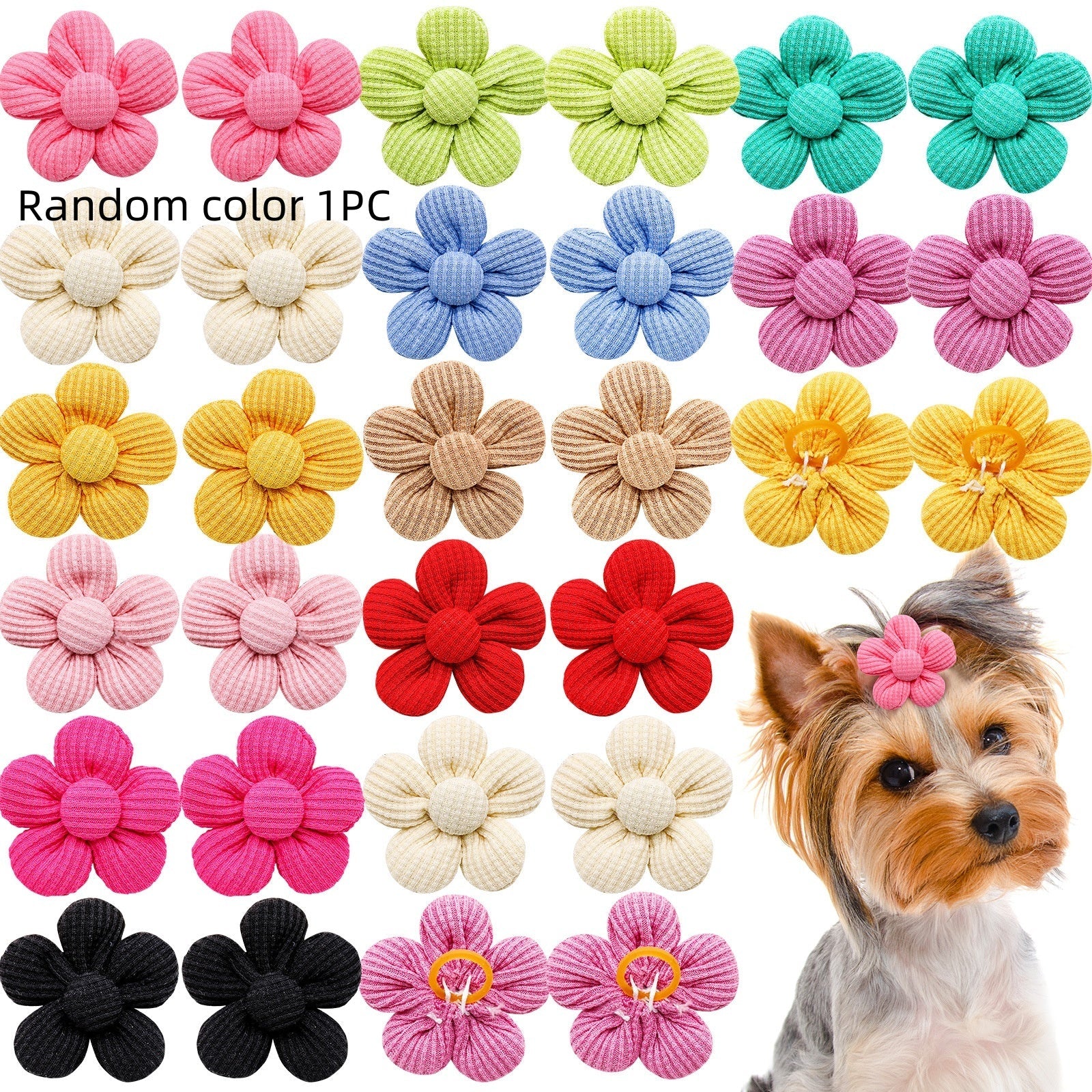 KFX-1120957 Spring Flower Pet Headdress for Dogs and Cats - Colorful Polyester Accessory