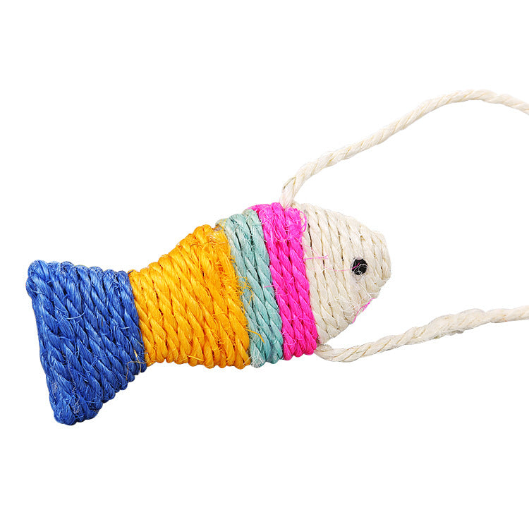 KFX-1124541 Sisal Winding Fish Toy for Cats - 13cm Throwing Accessory