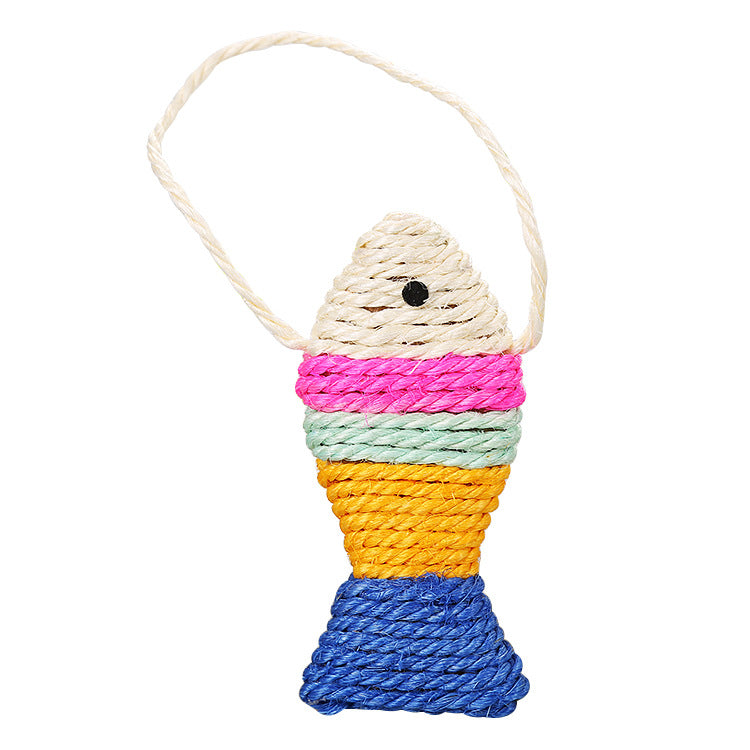 KFX-1124541 Sisal Winding Fish Toy for Cats - 13cm Throwing Accessory