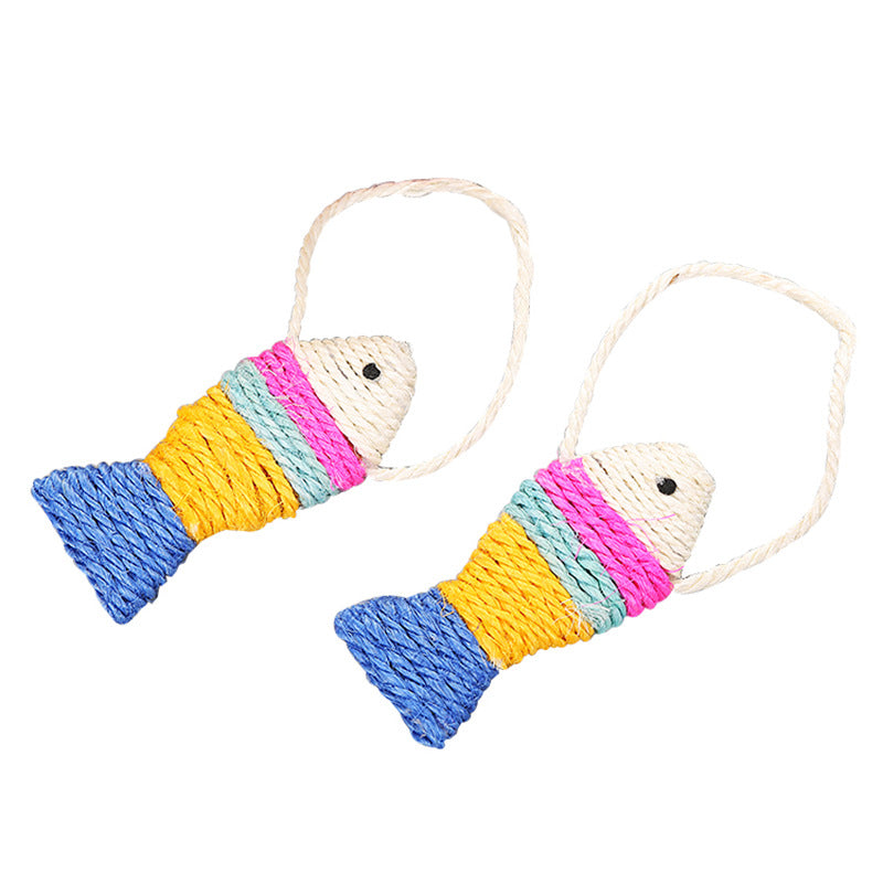 KFX-1124541 Sisal Winding Fish Toy for Cats - 13cm Throwing Accessory