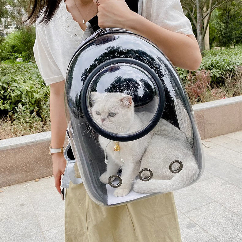 KFX-1127101 Transparent Skylight Cat Backpack with Diaper Storage and Breathable Design, Medium Soft Material, Large Capacity