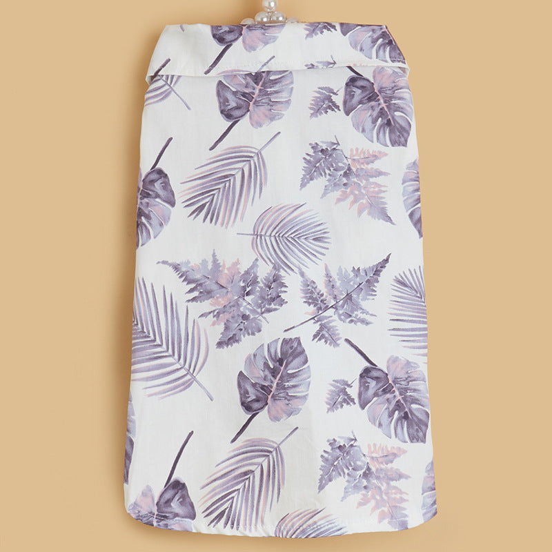 KFX-1129021 Hawaiian Vacation Dog Shirt in Cotton - Purple and Green, Sizes XS to XL