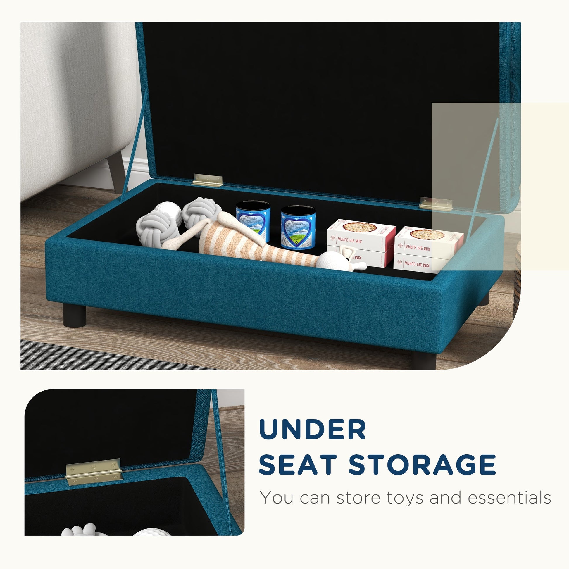 KFX-1129277 Cozy Pet Sofa Bed for Small Dogs with Under-Seat Storage, Dark Blue or Gray