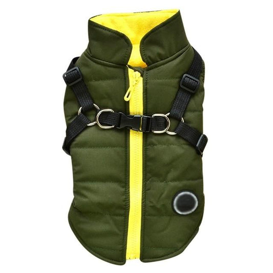 KFX-1130301 Warm and Comfortable Dog Zipper Jacket with Adjustable Leash Harness