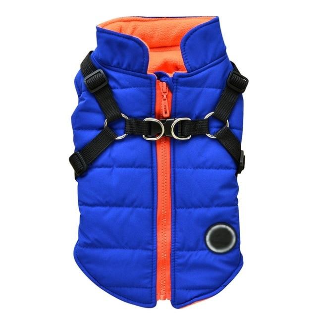 KFX-1130301 Warm and Comfortable Dog Zipper Jacket with Adjustable Leash Harness