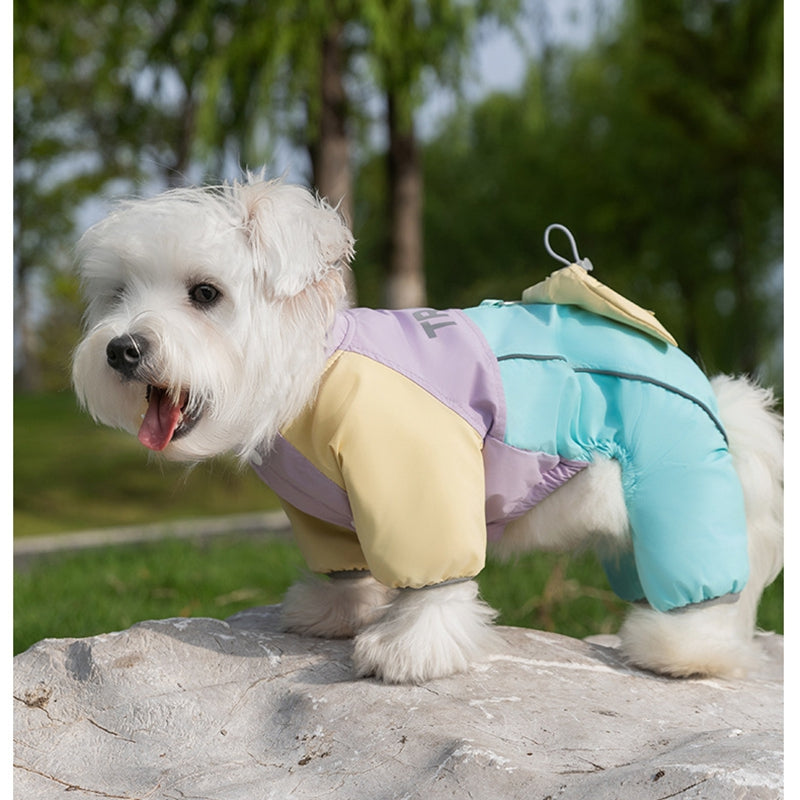 KFX-1135165 Travel-Ready Cotton Jumpsuit with Mini Backpack for Dogs and Cats - Windproof and Warm for Outdoor Adventures