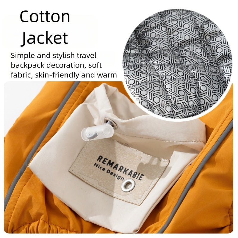 KFX-1135165 Travel-Ready Cotton Jumpsuit with Mini Backpack for Dogs and Cats - Windproof and Warm for Outdoor Adventures