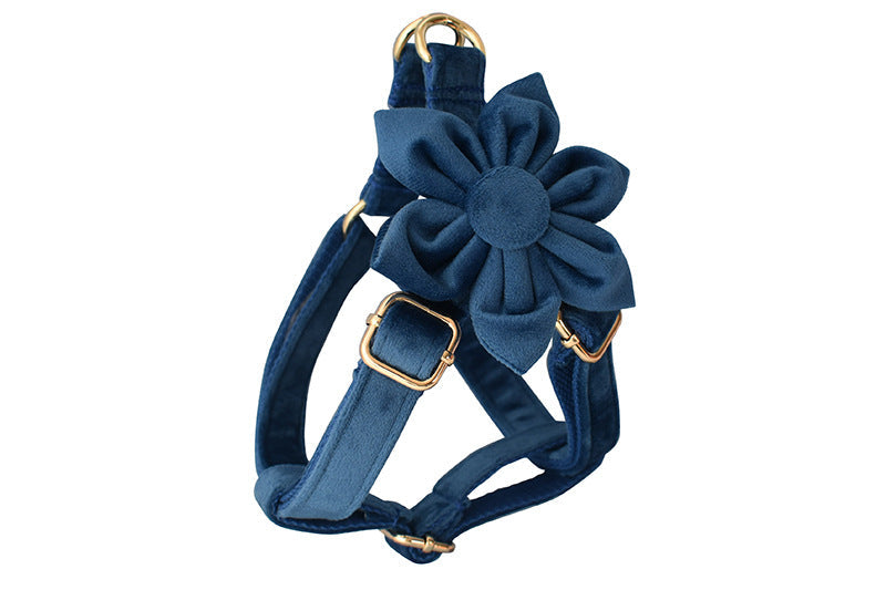 KFX-1135677 Flannel Gold Buckle Dog Harness - Adjustable Polyester Chest Strap for Small to Extra Large Dogs