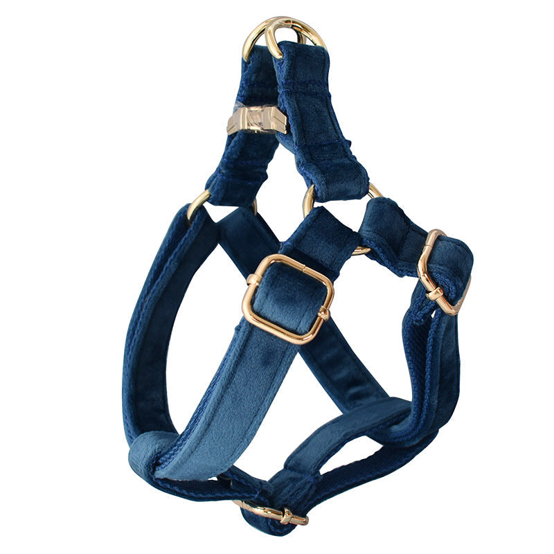 KFX-1135677 Flannel Gold Buckle Dog Harness - Adjustable Polyester Chest Strap for Small to Extra Large Dogs