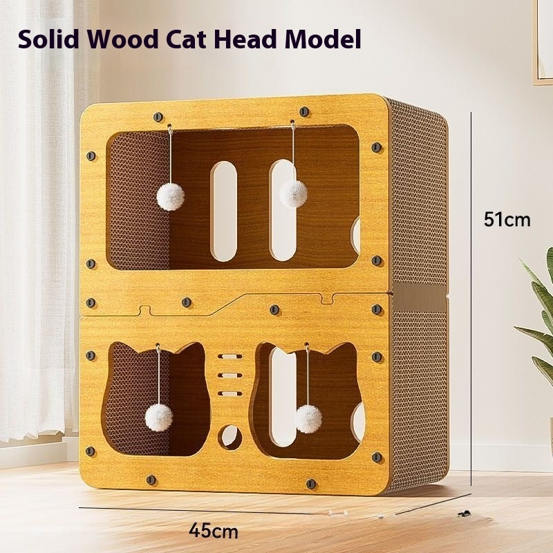 KFX-1136445 Double Layer Cat Scratching Board with Owl and Cat Head Design