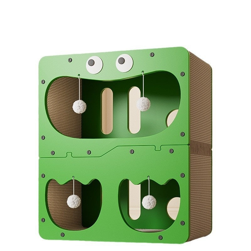 KFX-1136445 Double Layer Cat Scratching Board with Owl and Cat Head Design